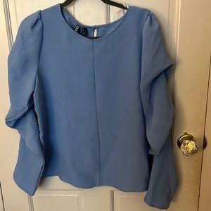 Blue Ruffle long Sleeve top